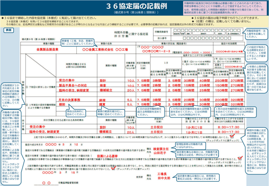 36協定届の記載例-厚生労働省