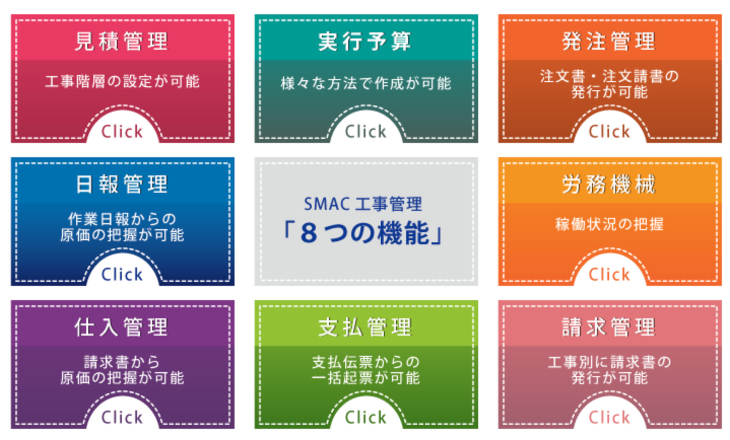 SMAC工事管理8つの機能