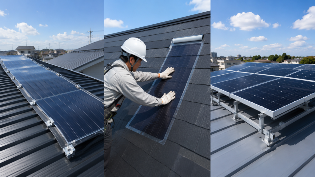 ペロブスカイト太陽電池の3つの施工方法